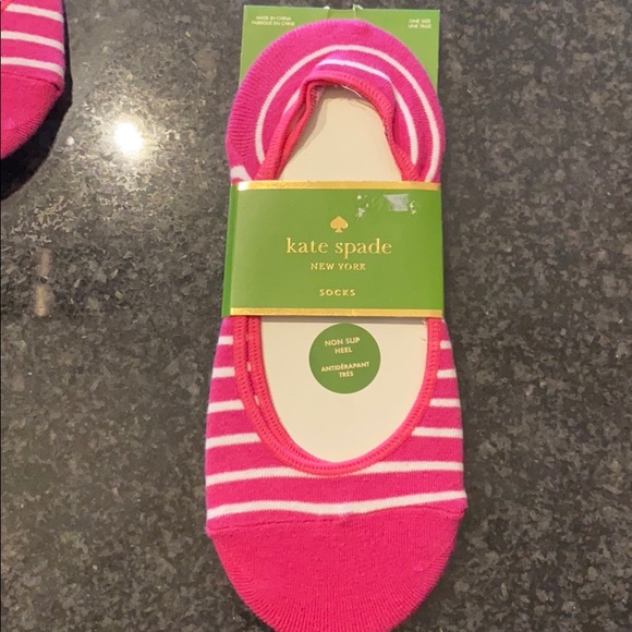 kate spade Accessories - Kate Spade Non-Slip Heel Socks Pink and White